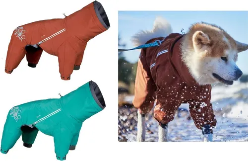 Hurtta Mudventure Overall ECO, Ozeangrün, Größe 25S - Hundemäntel - Wasserdichter und schmutzabweisender Regenoverall aus 100% recyceltem Material, schützt vor Nässe und Schnee mit einer Wassersäule von 10'000mm.