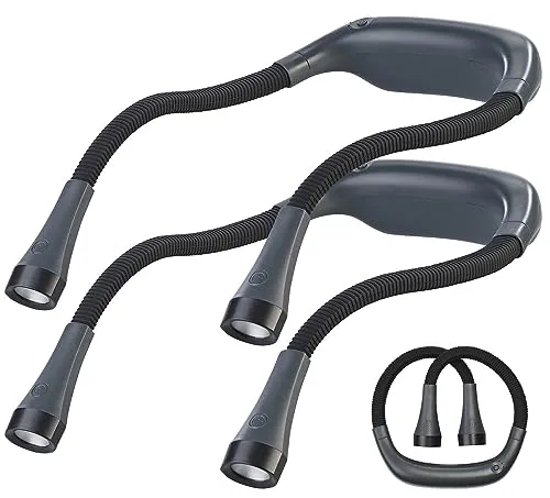Lunartec Umhänge Leselampe: 2er-Set LED-Akku-Umhänge-Leseleuchte, 4 W, 3 Weiß-Stufen, 13,5 Std. (Umhängelampe, Hals-Leselampe, Kabellose Stehlampe)