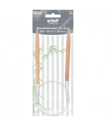 Gründl Feinstricknadel Rundstricknadel Bambus De Luxe Länge 60 cm Stärke 8,0 mm