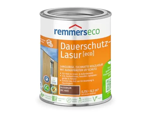 Remmers Dauerschutz-Lasur [eco] nussbaum, 0,75 Liter, Langlebig, ausgeprägter UV-Schutz, für innen und außen, Schutz vor UV-Strahlung & Feuchtigkeit