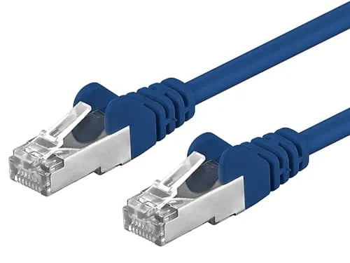 PremiumCord Netzwerkkabel, Ethernet, LAN & Patch Kabel CAT6a, 10Gbit/s, S/FTP PIMF Schirmung, AWG 26/7, 100% Cu, schnell flexibel und robust RJ45 kabel, blau, 5m