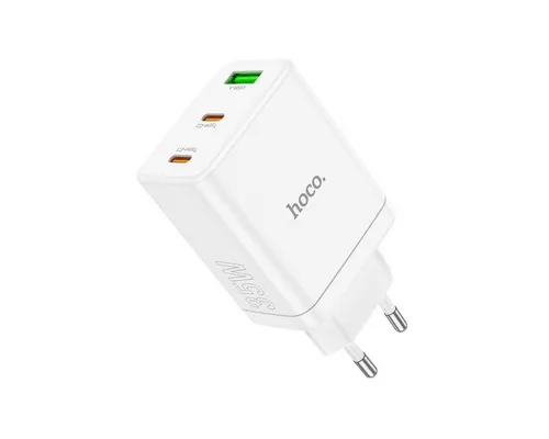 hoco. HOCO Ladegerät N33 35W 2x USB-C + USB-A PD QC3.0 Weiß Smartphone-Ladegerät (2x USB-C + 1x USB-A für gleichzeitiges Laden)