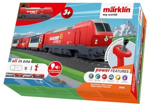 Märklin World 29348 H0 Startpackung Glacier Express - Modelleisenbahn mit Elektrolok 