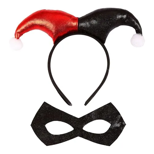 W WIDMANN MILANO Party Fashion 29344 - Verkleidungsset Harlekin, Haarreif, Augenmaske, Killer Clown, Karneval, Mottoparty