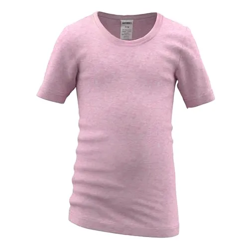 HERMKO 26810 Kinder Kurzarm Unterhemd direkt vom Hersteller, Größe:104, Farbe:Rosa Melange