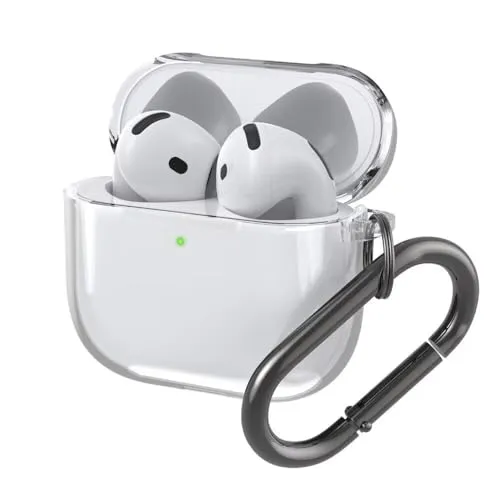 BoerHang Hülle Kompatibel mit AirPods 4 2024, TPU Stoßfest Transparent Einfach [Front-LED Sichtbar] Kompatibel mit AirPods 4 2024.Transparent