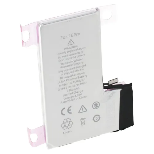 Akku für Apple iPhone 16 Pro – Li-Polymer 3582mAh - Leistungsstarker Li-Polymer Akku für Apple iPhone 16 Pro, ideal für eine zuverlässige Energieversorgung im Alltag. Maximale Kapazität für längere Nutzung und kompakte Bauweise.