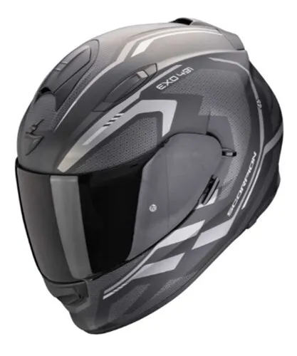 Scorpion EXO-491 Kripta Integralhelm XXL - schwarz-silber matt - Motorradhelm mit kratzfestem Visier, optimaler Belüftung und Pinlock-Bereit für besten Sichtkomfort, ideal für alle Jahreszeiten und Straßenfahrten.
