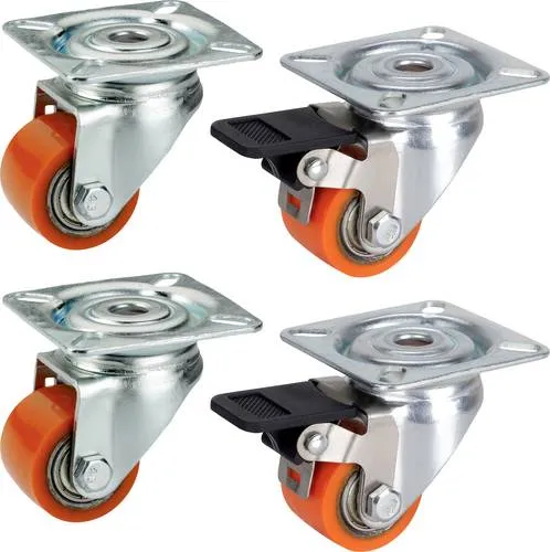 dörner + helmer Schwerlast-Lenkrolle 35 mm, 4er Set - Lenkrollen mit einem Rad-Durchmesser von 35 mm, max. Tragfähigkeit von 100 kg. Ideal für hohe Lasten im Innen- und Außenbereich, perfekt für Industrie und Werkstatt.