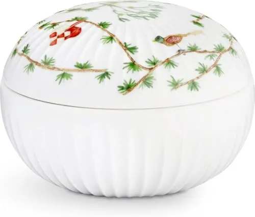 Kähler Vorratsdose - Vorratsdosen - Hammershøi Jul Weihnachtsbonbonniere, Ø11,5 cm, ideal zum Servieren von Süßigkeiten und als stilvolles Geschenk für die Festtage.