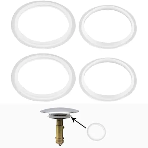 Dichtungsringe Set, 4 Stück Silikon-Dichtungsringe, 2 Stück AD Ø 41,5 mm, ID Ø 34,5 mm & 2 Stück AD Ø 38 mm, ID Ø 31 mm Dichtungsset Gummi O-Ring, Gummiringe für Waschbeckenstöpsel, Abfluss-Badezimmer