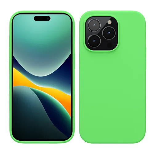kwmobile Handyhülle für iPhone 14 Pro Hülle, für iPhone 14 Pro Case - Hülle Silikon - kabelloses Laden - Limettengrün
