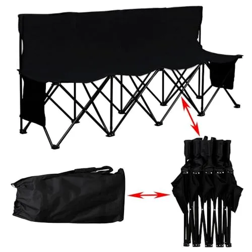 Yaheetech Tragbare Campingbank für 4 Personen in schwarz von Yaheetech