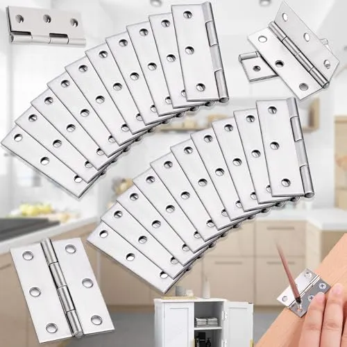 Brateuanoii 24 Stück Klappbare Scharniere Edelstahl 44mm x 31mm, Türscharnier Schaniere Klappbar, Scharniere Edelstahl Klavierband, Edelstahl Scharniere Steckverbinder, Für Fenster Schränke Holzkisten