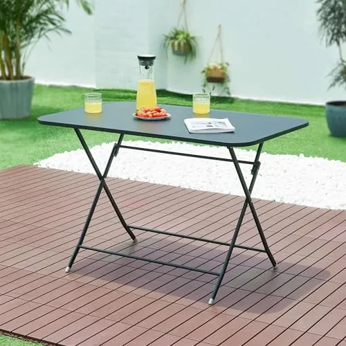 [en.casa] Gartentisch Sande Klapptisch 110 x 70 cm - Vielseitiger Outdoor-Beistelltisch - Beistelltisch, klappbar und platzsparend, ideal für Garten, Balkon oder Camping, mit robustem Metallgestell für hohe Stabilität.
