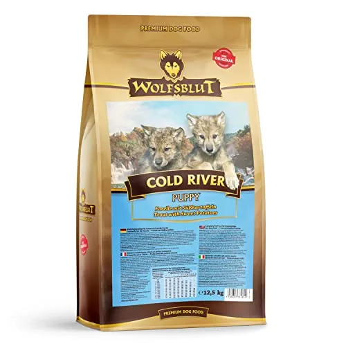 Wolfsblut Cold River Puppy - Trockenfutter für Welpen - Getreidefreies Hundefutter mit Forelle und Lachs, ideal für Allergiker. Frei von künstlichen Zusätzen, unterstützt die Gesundheit Ihres Hundes mit hochwertigen Zutaten.