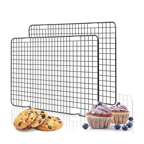 KangBaz Edelstahl-Grillrost & Auskühlgitter 2-Set, Edelstahl rechteckige Kuchen Stand, 40cm*25cm, Silber, Wiederverwendbare Kuchen Stand