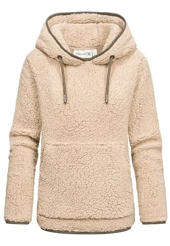 REPUBLIX Damen Teddy Kapuzenpullover Sweatjacke Plüsch Hoodie RD-010 Beige XS - Bequemer REPUBLIX Damen Teddy Kapuzenpullover aus weichem Plüsch, ideal für gemütliche Tage. Perfekt für ein lässiges Outfit und angenehmen Tragekomfort.