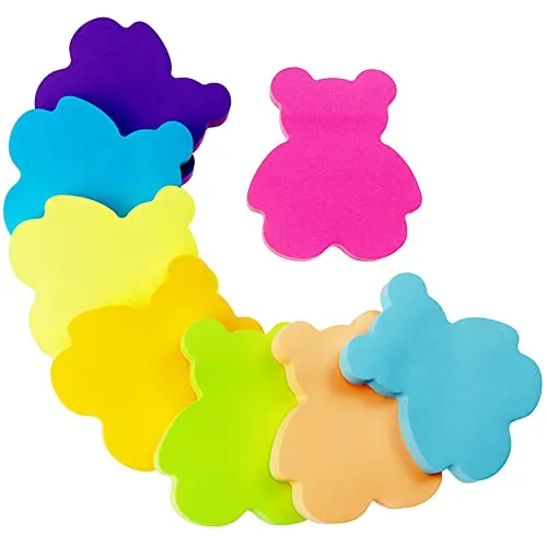 Farbige Haftnotizen, 560 Blatt Bärenform Selbstklebende Haftnotizzettel, Super Sticky Notes, Farbig Notizblöck für Büro Schule Zuhause(8 Farben, 76 x 76 mm)
