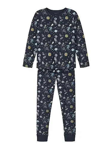 NAME IT Jungen Nkmnightset Dark Sapphire Space Noos Pyjamaset, Dark Sapphire, 98-104 EU