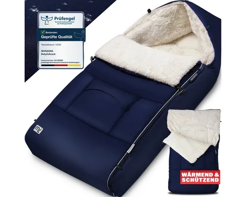 monzana Fußsack für Babys, wetterfest und waschbar mit Reflektoren - Gemütlicher Babyfußsack aus wasserabweisendem Material, ideal für kühle Tage. Mit Reißverschlüssen schnell in eine Wickelunterlage verwandelbar und sicher an jedem Autositz befestigbar. Waschbar bei 30°C.