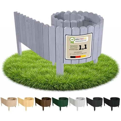 Floranica Beetumrandung 20 x 200 cm Silber – Flexibler Holzzaun für Ihren Garten