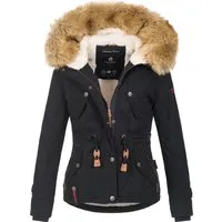 Navahoo Damen Winterjacke B643 - Warme, stylische Funktionsjacke mit abnehmbaren Kunstfellkragen - Funktionsjacken: Hochwertige Winterjacke mit kuscheligem Teddyfleece innen, ideal für kalte Tage und optimalen Schutz vor Wind.
