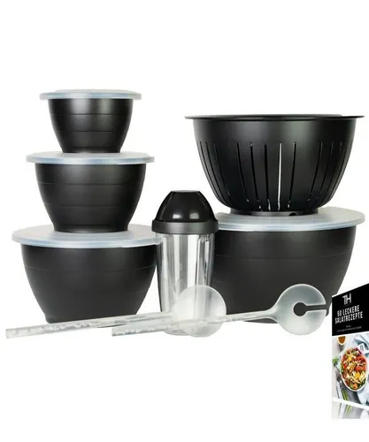 Thiru Salatschüssel Set 8-teilig in schwarz von Thiru
