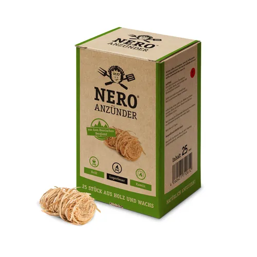 NERO Grillanzünder Kaminanzünder aus er Forstwirtschaft - 25 Stück Holznester mit Wachs