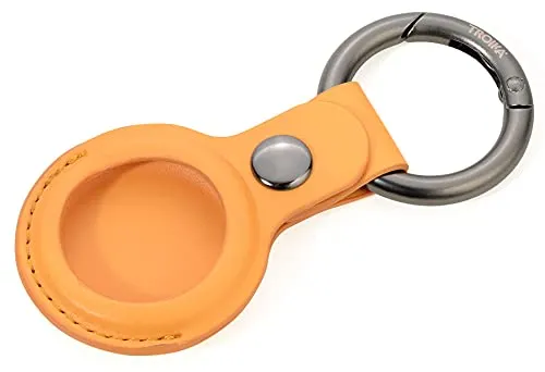 TROIKA Airtag Cover Schlüsselanhänger, Schutzhülle für Apple AirTag KR21-20/YE Gelb/Gunmetal passend für AIRTAG
