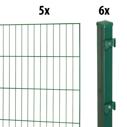 GARDEN 'N' MORE Einstabmattenzaun Standard, 10 m - Einstabmattenzaun für Garten, 5 Elemente (200x50 cm) und 6 Pfosten. Robuste und langlebige Lösung für Privatsphäre und Sicherheit im Außenbereich, einfach zu montieren.