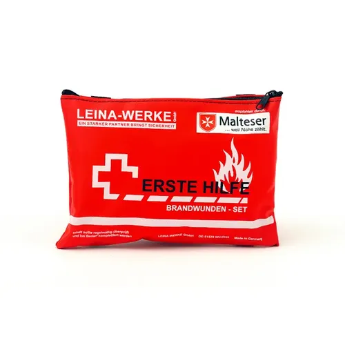 Erste Hilfe Set Leina Brandwunden Set - Komplettes Erste Hilfe Set für Brandwunden, 14 Teile in wasserabweisender Nylon-Tasche, ideal für Notfälle und schnelle Erstversorgung.