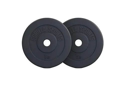 GORILLA SPORTS® Olympia Hantelscheiben Set 30 kg - Hantelscheiben-Set mit individuell anpassbaren Gewichten von 1,25-30 kg, ideal für Fitnessstudio und Home-Training. Bodenschonend und geräuscharm dank hochwertigem Kunststoff.