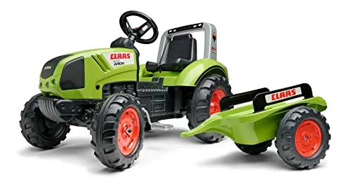 FALK CLAAS Arion 430 Tretschlepper mit Anhänger - Tretfahrzeug für Kinder ab 3 Jahren, ausgestattet mit Überrollbügel und funktionierendem Lenkrad - ideal für kleine Abenteurer.