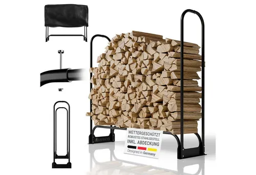 Juskys Kaminholzregal außen mit Abdeckung - Hochwertiges Kaminholzregal für außen, schützt Ihr Brennholz vor Nässe und sorgt für eine optimale Trocknung.