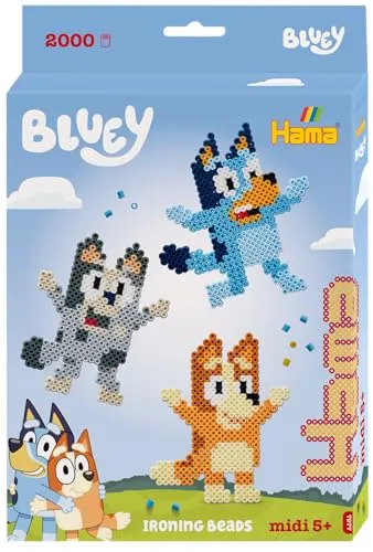 Hama Perlen 7977 Bügelperlen kleine Geschenkpackung mit ca. 2000 Bastelperlen mit Durchmesser 5 mm, Motiv Bluey, kreativer Bastelspaß für Groß und Klein