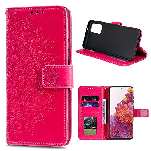 CoverKingz Klapphülle kompatibel mit Samsung Galaxy S20 FE [6,5 Zoll] - Schutzhülle mit Kartenfach zum aufklappen - Klapphandyhülle Case klappbar Motiv Mandala Pink