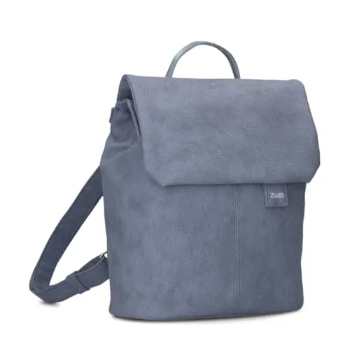 Zwei Rucksack Mademoiselle MR8 - Blau - Kleiner Damenrucksack aus veganem Kunstleder mit praktischen Fächern und komfortabler Rückenpolsterung, ideal für den Alltag.