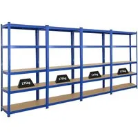 PROREGAL® Schwerlastregal Mega Deal 4x Ragnar 180x90x40cm Blau - Schwerlastregale im Set, 175 kg Traglast pro Ebene, ideale Lösung für Werkstatt und Garage, einfacher Aufbau ohne Werkzeug.