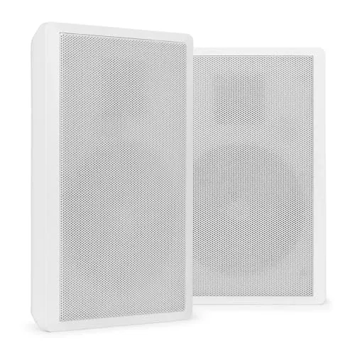 Power Dynamics WSF30W - Lautsprecher Boxen - 2er Set - 20 Watt - 2-Wege Wandlautsprecher Flach für Festmontage an Wand und Decke - Boxen Set für Zuhause, Gastro, Bars, inkl Befestigung - Weiß