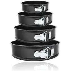 4er Set Springformen – Ø 18cm, 24cm, 26cm, 28cm - Backformen-Set mit Antihaftbeschichtung für müheloses Lösen von Kuchen. Platzsparend stapelbar und mit herausnehmbarem Boden – ideal für kreative Backprojekte!