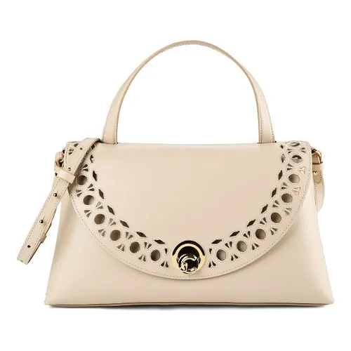 Coccinelle Nikla Monogram Sangallo Handtasche - Elegante Damenhandtasche aus feinem genarbtem Leder in Sandshell, ideal für stilvolle Auftritte und täglichen Gebrauch.