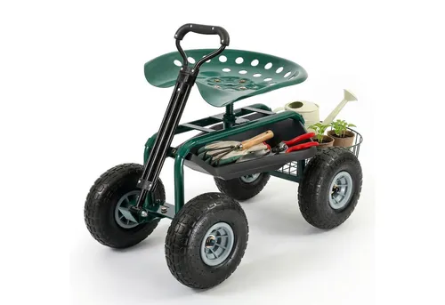 Sekey Kniebank Rollsitz Garten 360° drehbar mit Luftreifen - Vielseitiger Gartensitz für Ernte und Pflege. Mit 360° drehbarem Sitz und bis zu 180 kg belastbar. Ideal für rückenschonendes Arbeiten in Beeten und Gewächshäusern. Wetterbeständig und mobil – der perfekte Helfer für jeden Garten.