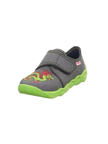 Hausschuhe Dinos Baumwolle EUR 24 - Bequeme Hausschuhe für Kinder mit WMS-System, ideal für gesunde Füße. 100% Baumwolle, rutschfeste Sohle und viel Zehenfreiheit für sicheres Spielen.