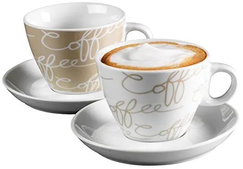 Ritzenhoff & Breker Cappuccino-Set Cornello Creme, 4-teilig - Thermobehälter, 4-teiliges Set aus hochwertigem Porzellan, spülmaschinengeeignet und ideal für stilvolle Kaffeepausen.