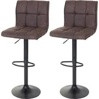 MCW Barhocker B13 2er-Set Vintage Dunkelbraun - Sitzhocker mit 360° Drehfunktion und höhenverstellbar für optimalen Komfort. Ideal für Esszimmer oder Bar, mit stabiler Polsterung und Fußablage für entspanntes Sitzen.