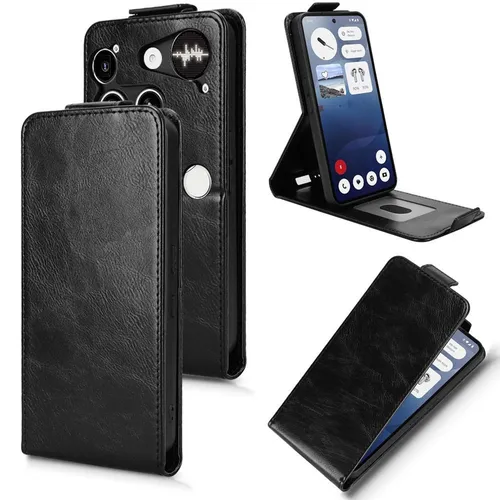 Flip Hülle für Nothing Phone 3 Magnetische Wallet Kunstleder Schutzhülle Schwarz