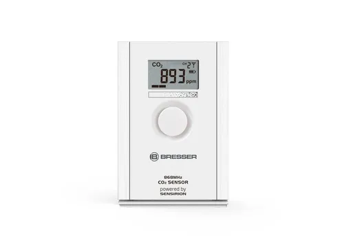BRESSER CO2-Sensor - Präziser Luftqualitätssensor - Wetterstation Erweiterung zur effektiven Raumluftüberwachung: Misst CO2-Konzentration für optimale Luftqualität, ideal für Zuhause und Büro, mit 150m Reichweite.