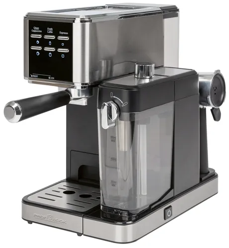 ProfiCook Espressomaschine 2in1 - Siebträger für Kaffeepulver & Nespresso Kapseln, 20 bar Druck und Milchsystem für Cappuccino und Latte Macchiato