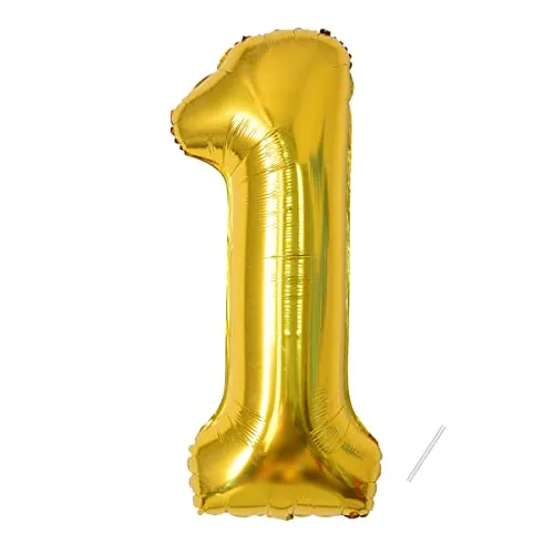 Geburtstag zahlen luftballon 1 jahre | Gold Folienballon 1 XXL -Riesen Folienballon in 40